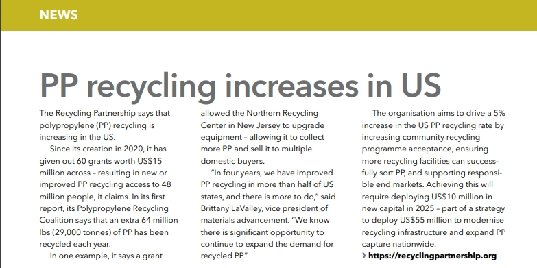 Daur ulang PP meningkat di AS